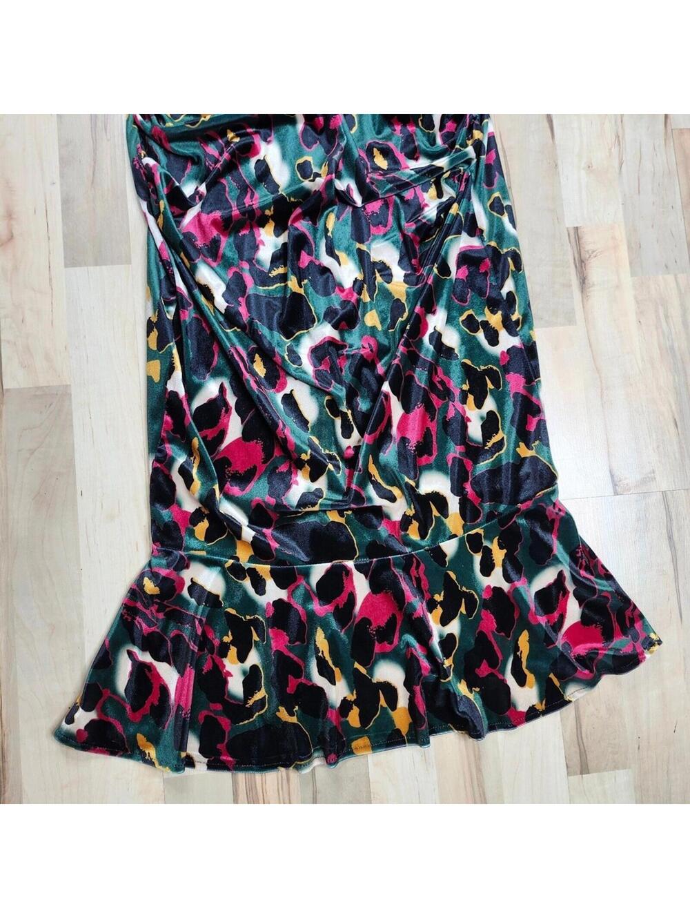 Maternity Maxi Dress Abstract Print 3/4 Sleeve Ruched Bodycon Women's Size 16 - Picture 6 of 8